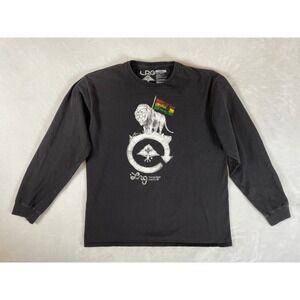 LRG Lifted Research Group Mens Long Sleeve T Shirt Large Black Lion Rasta Flag